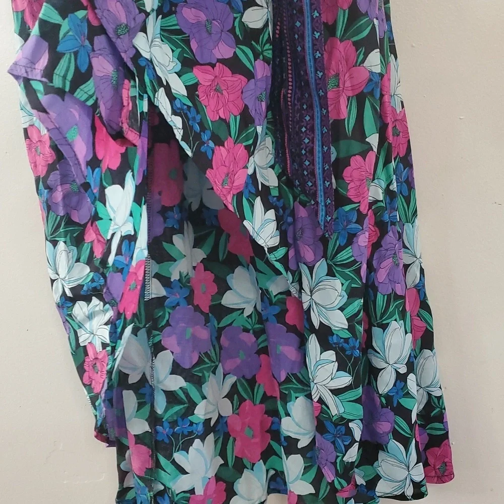Swimsuits For All Chloe Tie-Front Swim Cover Up Duster Size 22/24 Floral Belted